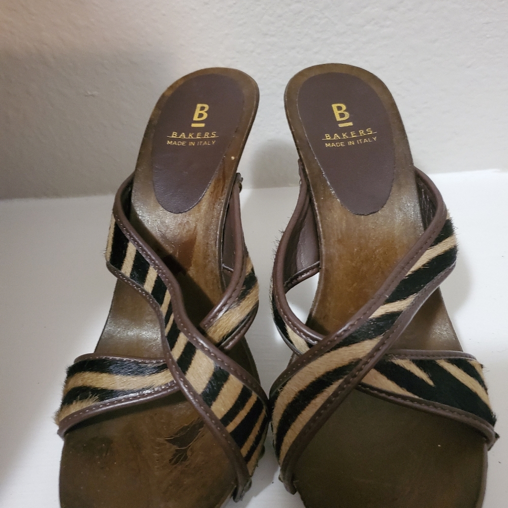 Faux Wood Wedge Heels